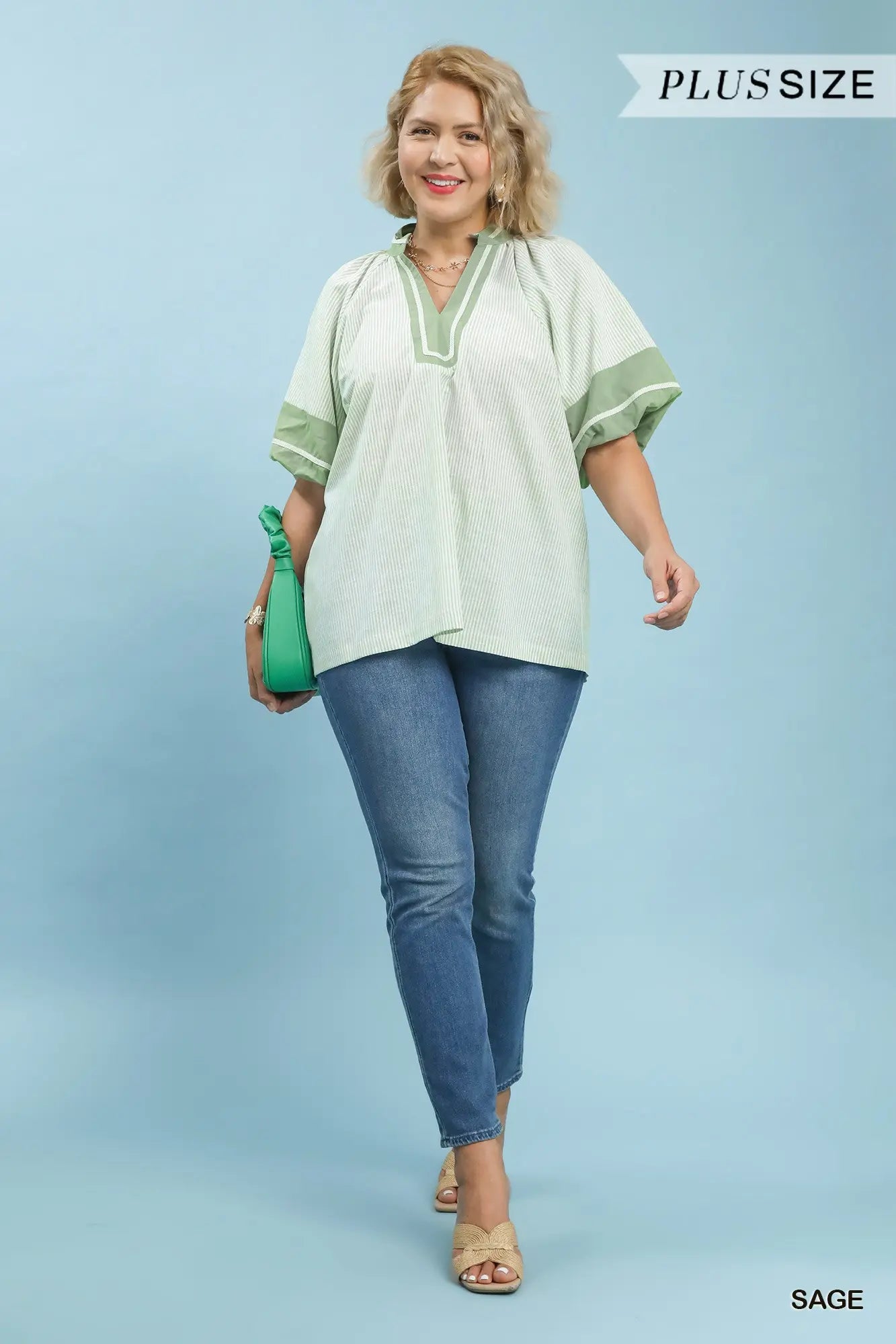 Sage Striped Top