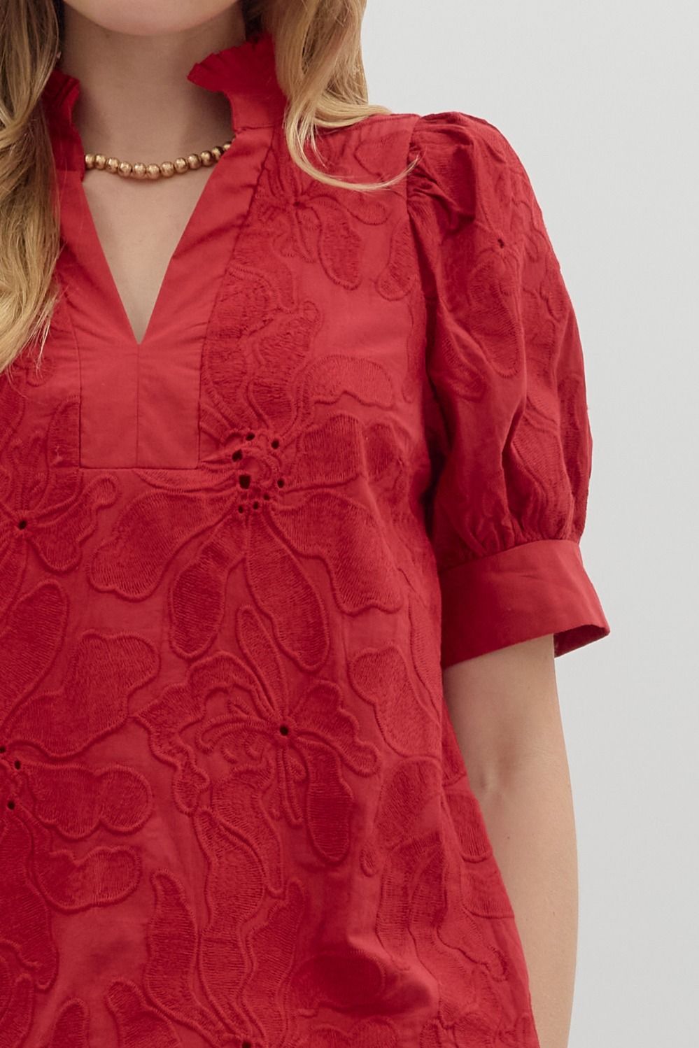 Red Puff Sleeve Top