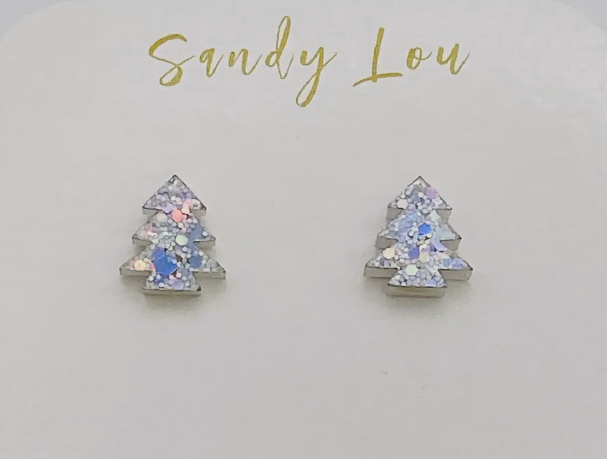 Merry Christmas Tree Studs Mini