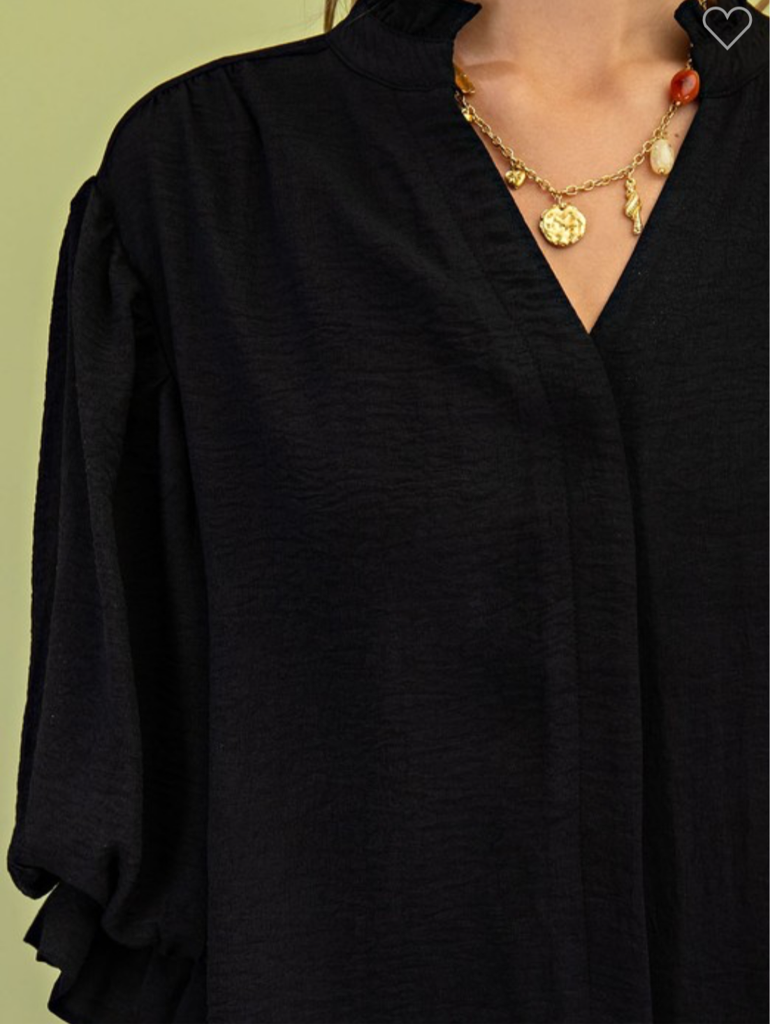 Black  3/4 Balloon Sleeve Top