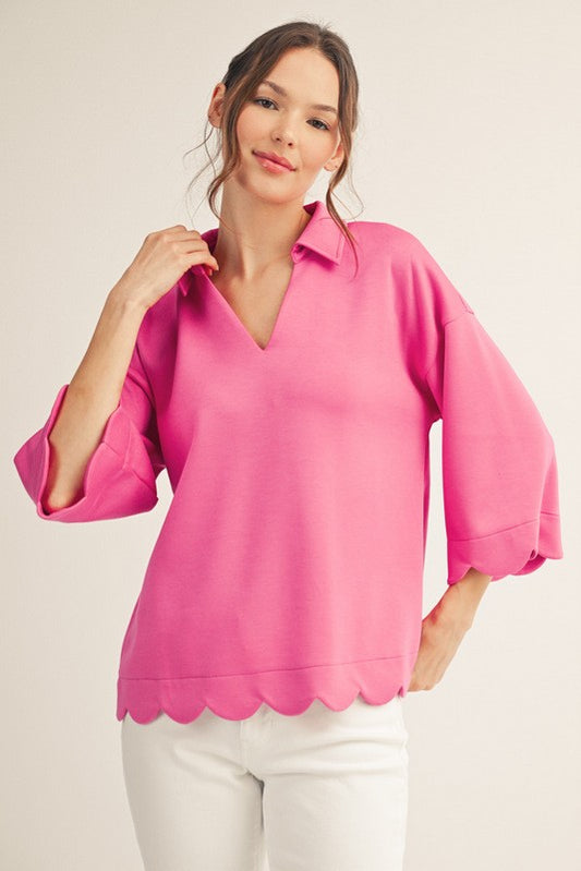 Pink Scalloped Top