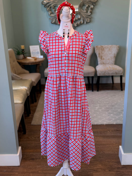 Red White and Blue Gingham Dress