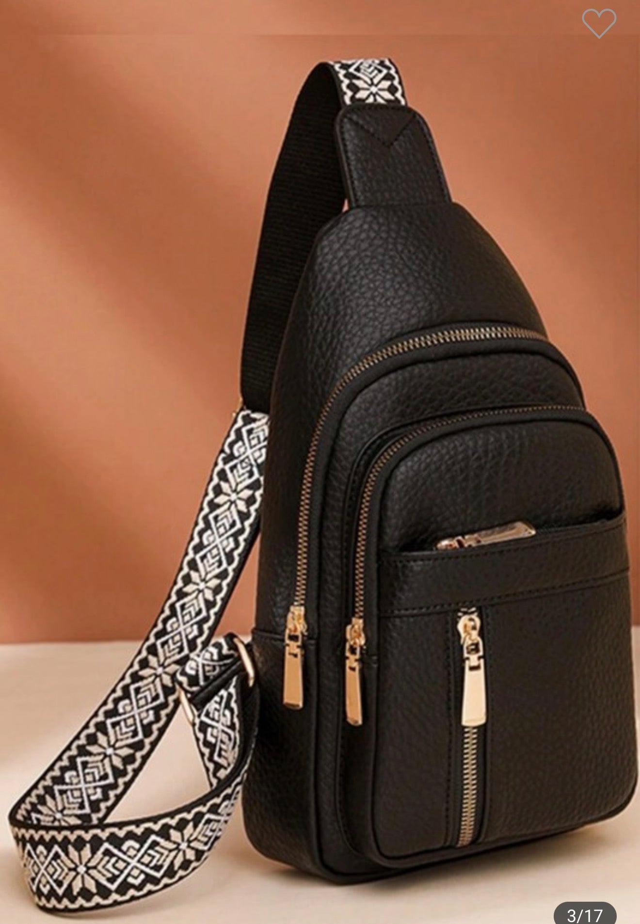 Black Vegan Leather Crossbody