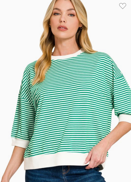 Green Striped Top