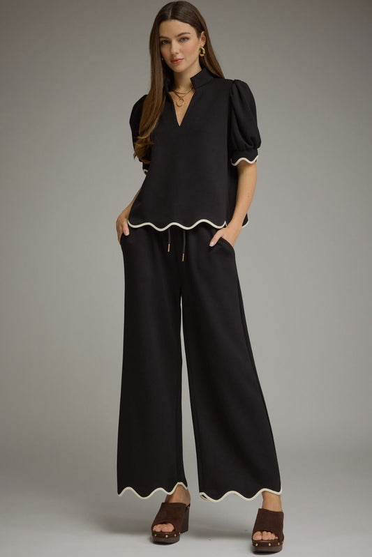 Black & White Short Puff Sleeve Top