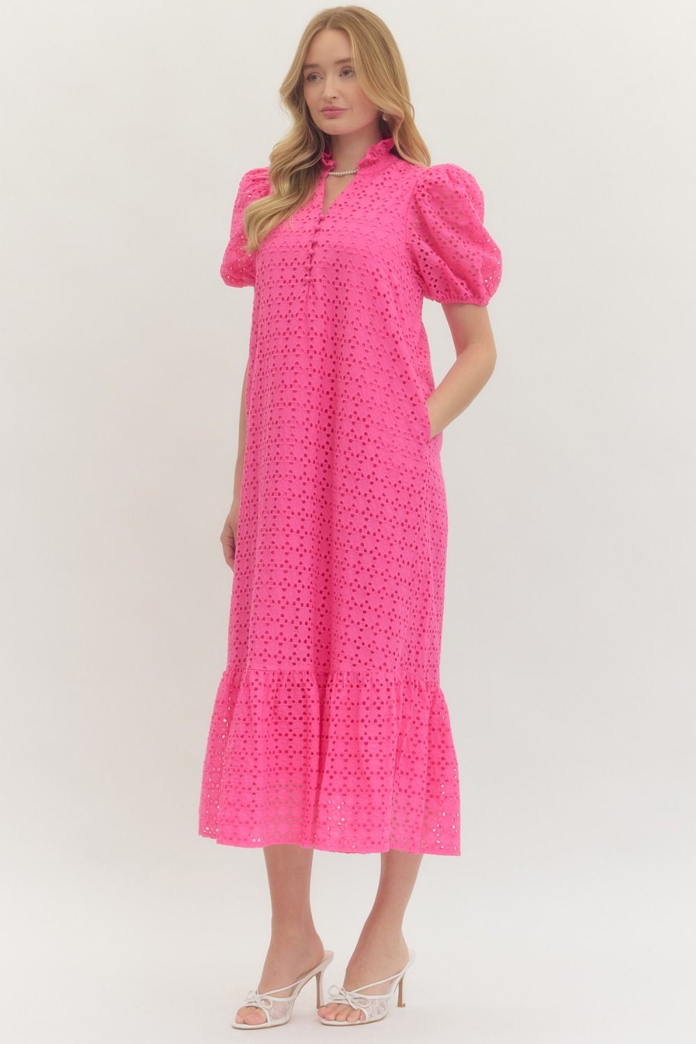 Hot Pink Eyelet Dress