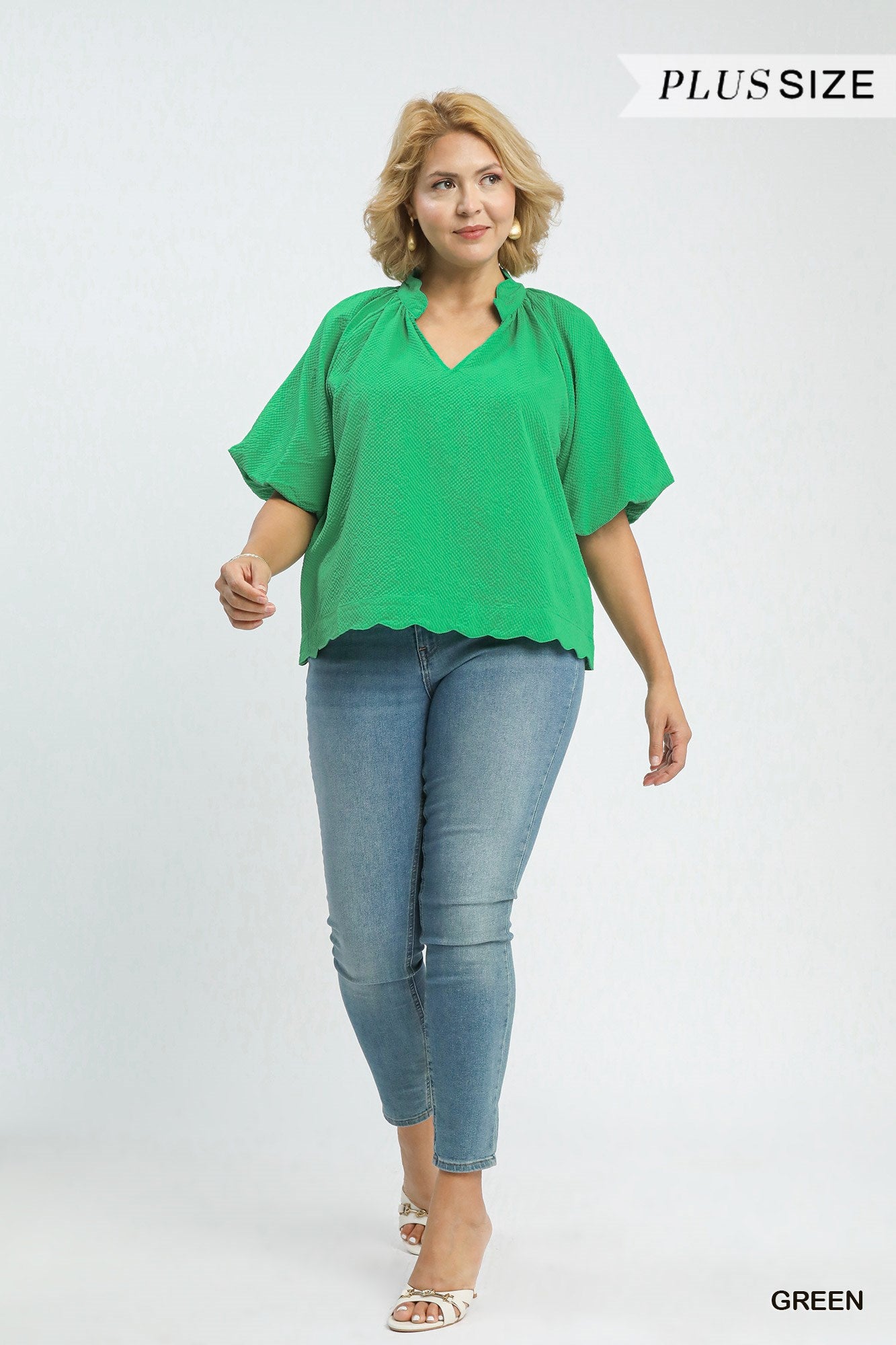 Green Seersucker Top