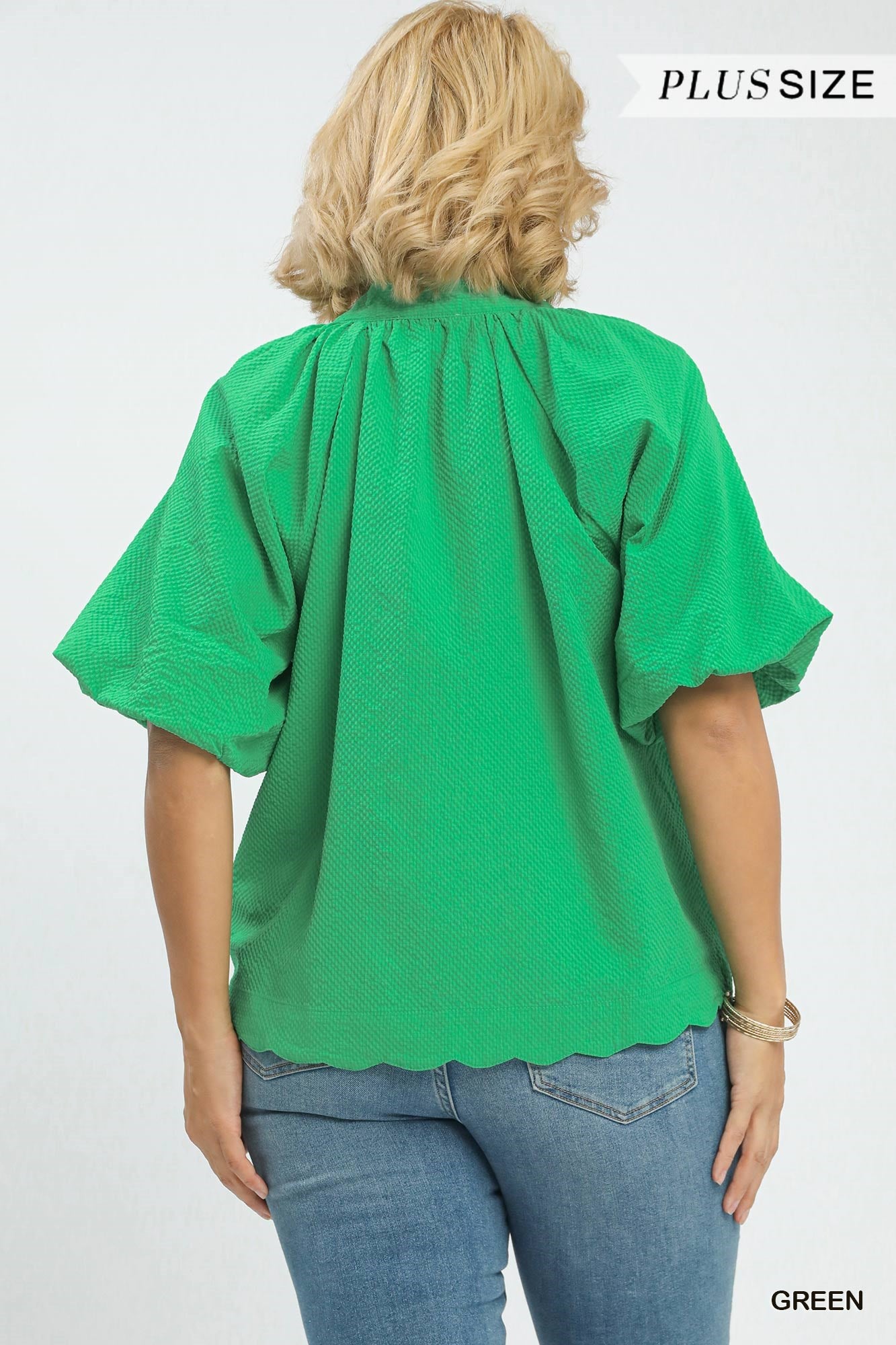 Green Seersucker Top