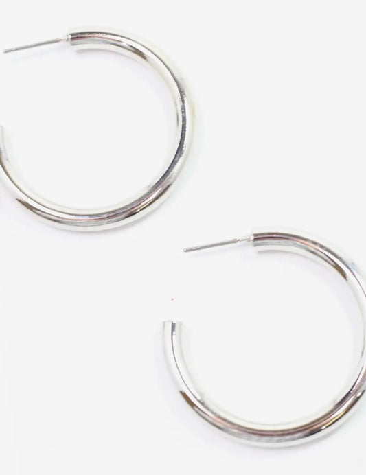 Shiny Silver Hoop Earrings