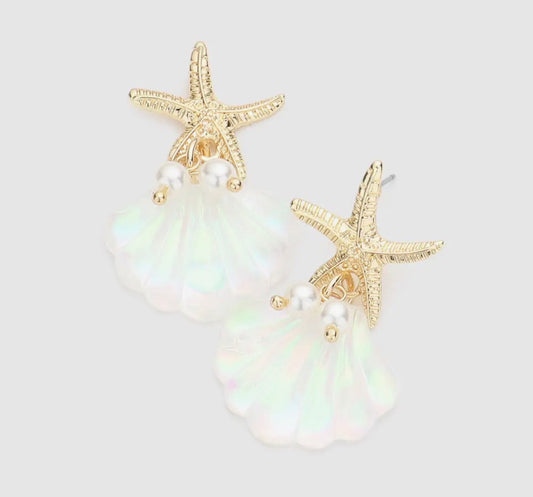 Gold Pearl Shell Earrings