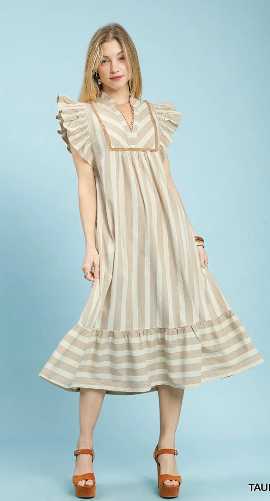 Tara Taupe Striped Dress