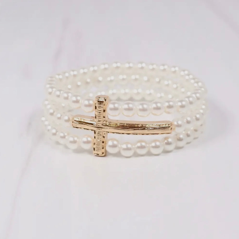 Pearl Cross Bracelet