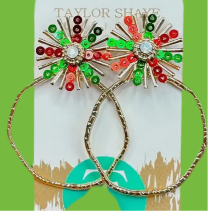Red/Green Sunburst Hoops