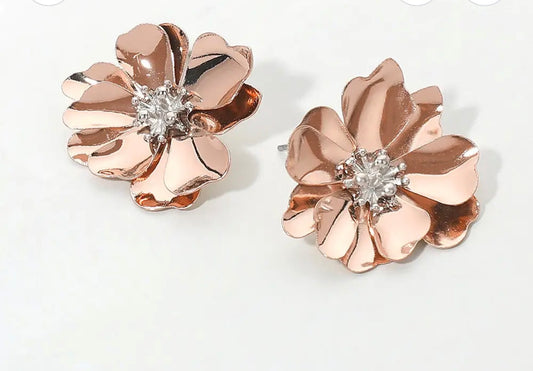 Rose Gold Flower Earrings