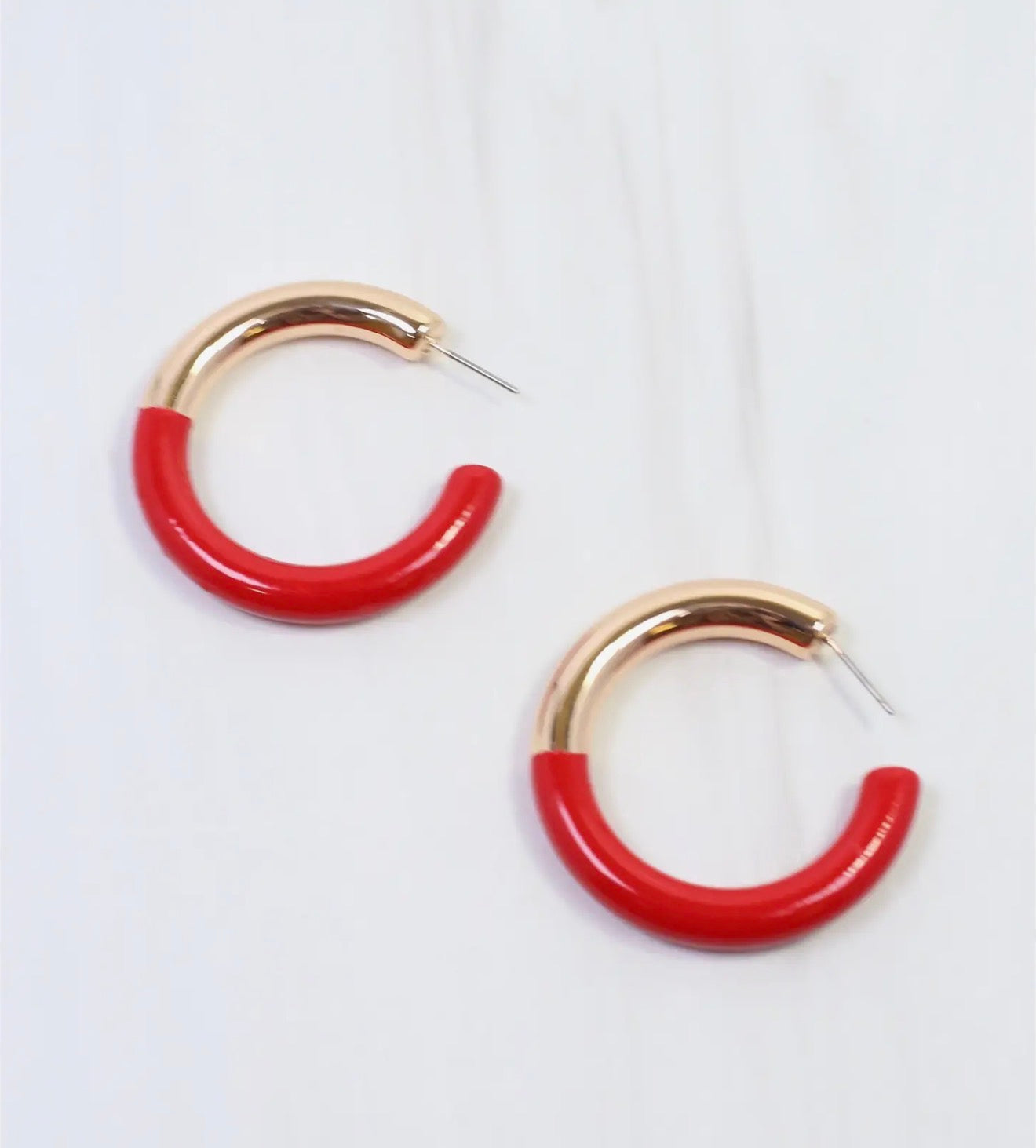 Red and Gold Hoop Earrings