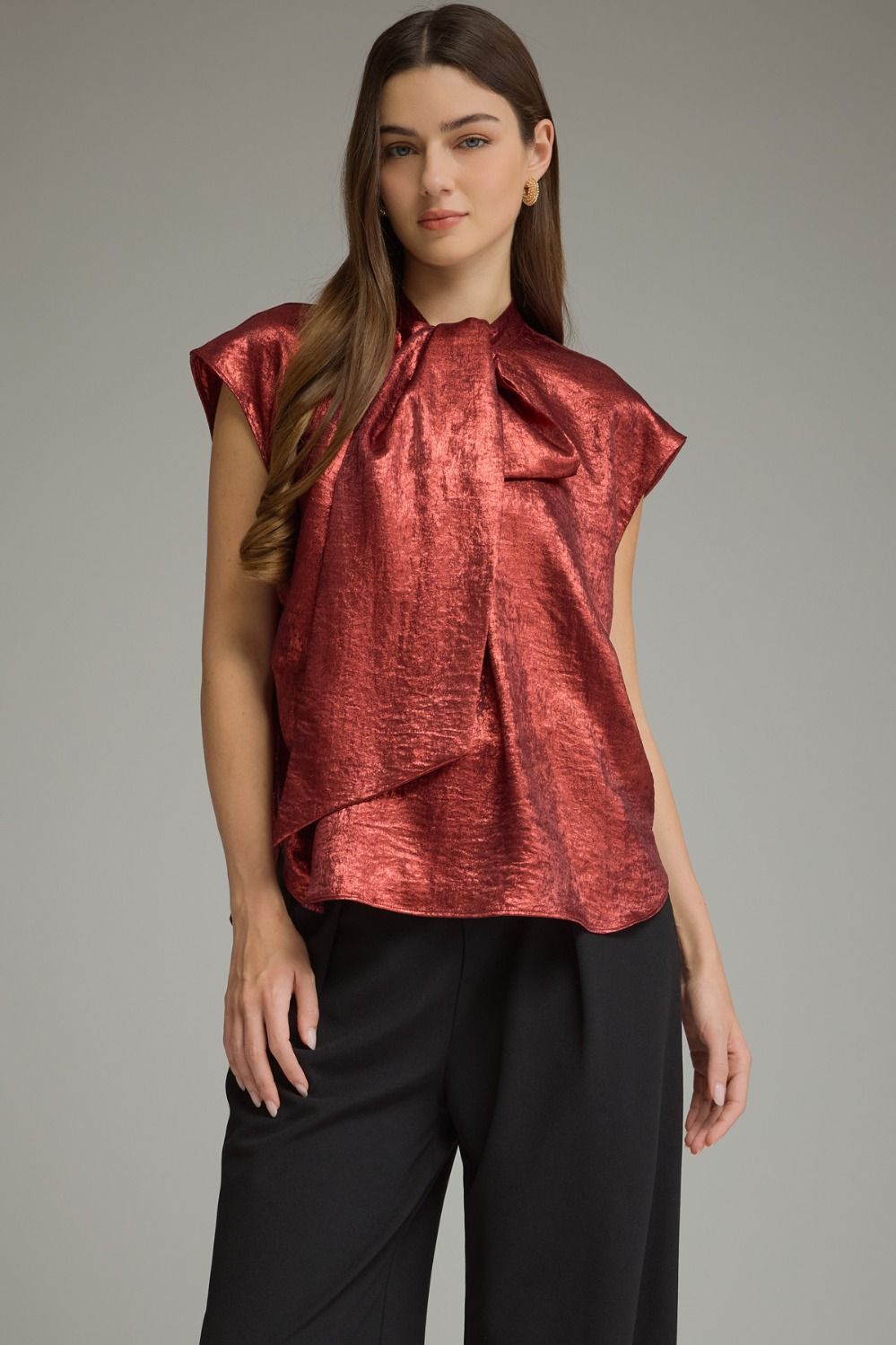 Red Metallic Sleeveless Top