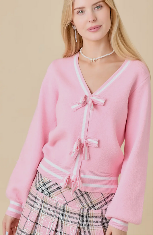 Pink Bow Cardigan