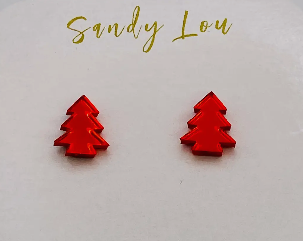 Merry Christmas Tree Studs Mini