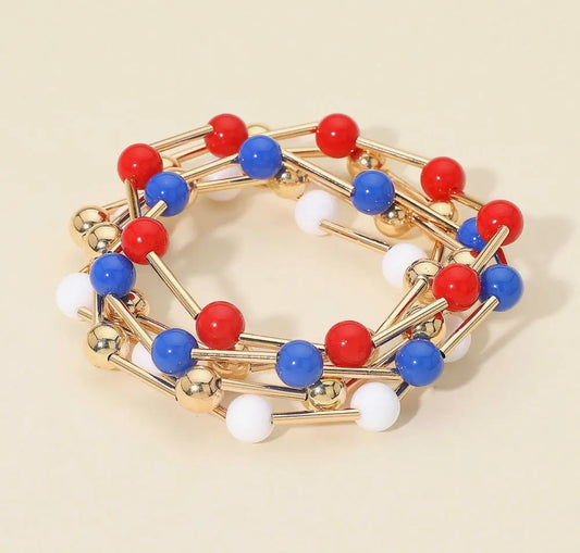 Patriotic Beaded Stretch Bracelet