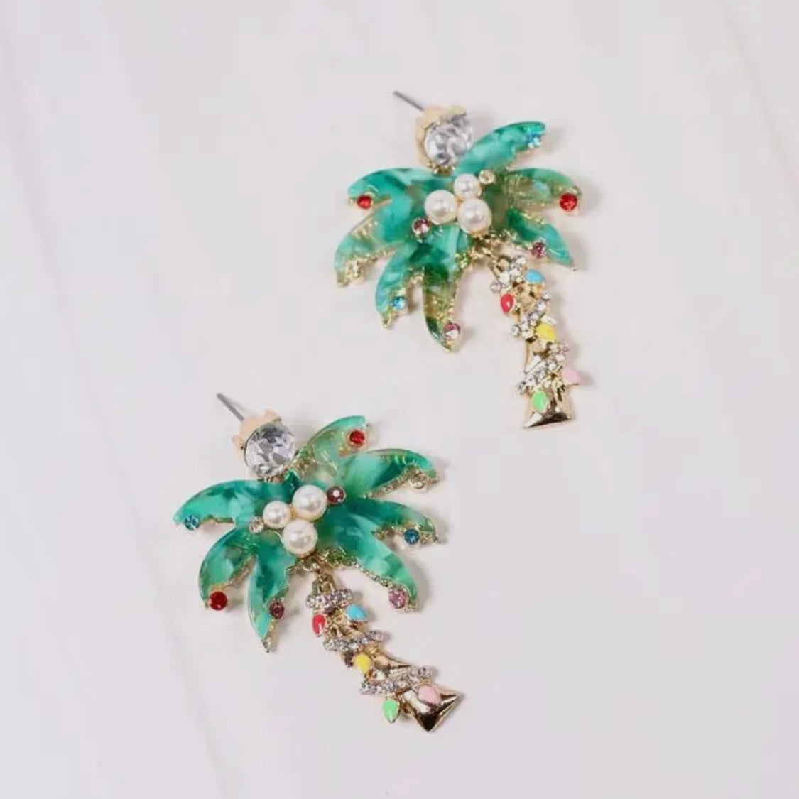 Palm Tree Christmas Earrings