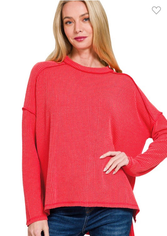 Ruby Ribbed Long Sleeve Top