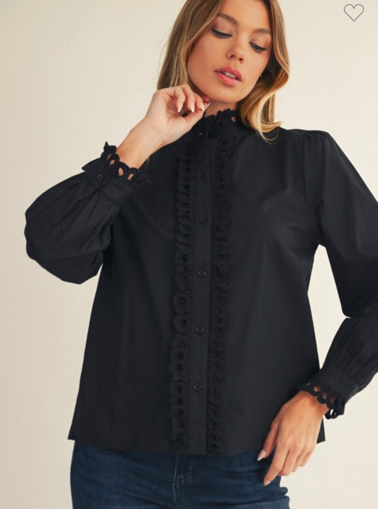 Black Lace Long Sleeve Top