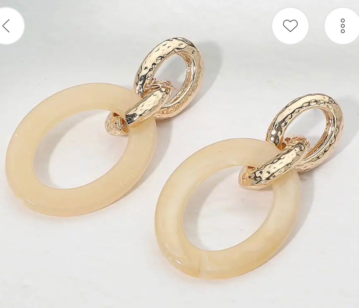Marbled Oval Resin Link Earrings