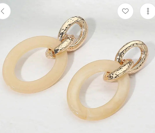 Marbled Oval Resin Link Earrings