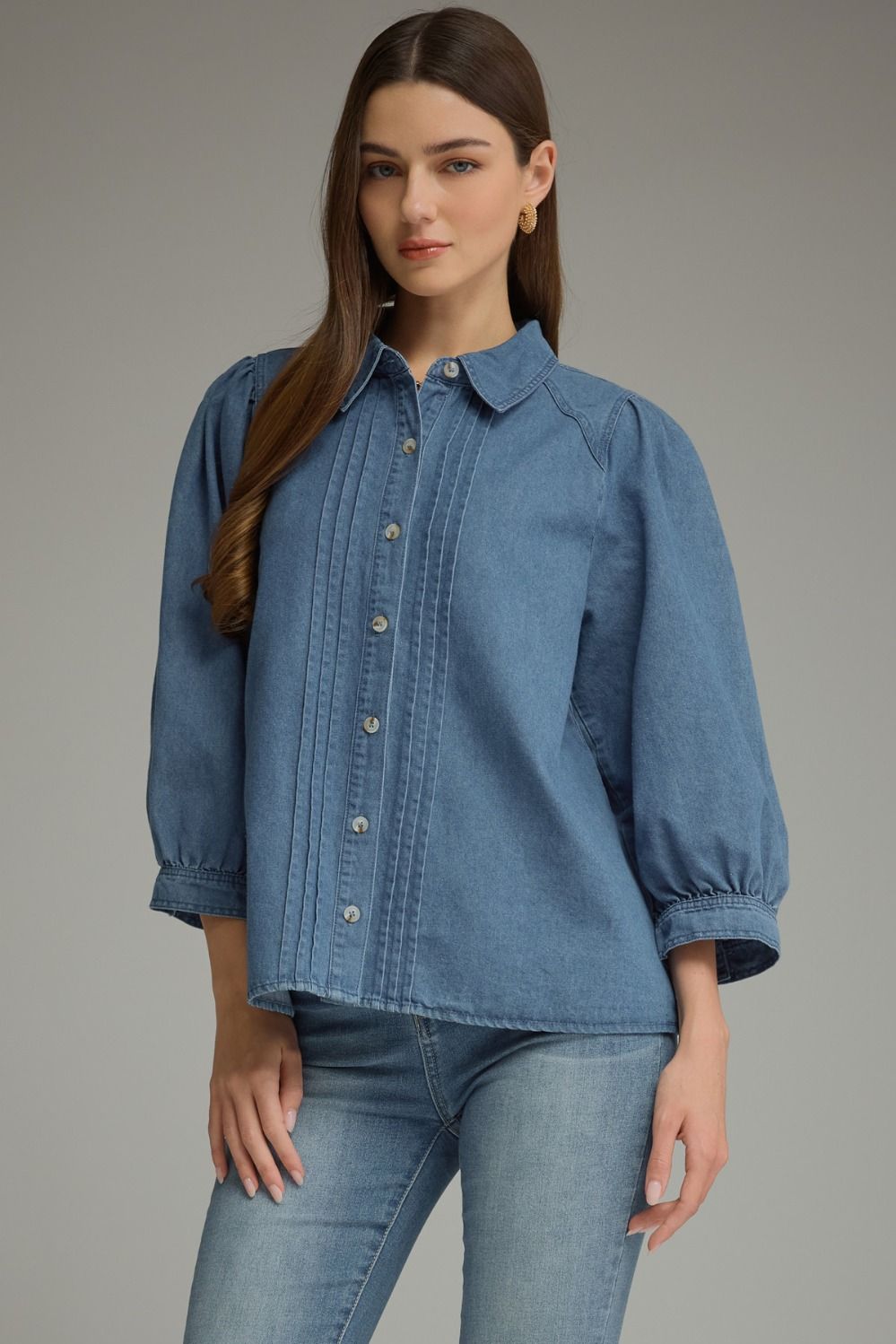 Denim 3/4 Sleeve Top