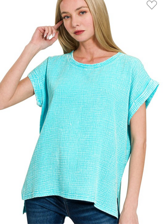 Mint Sky Double Gauze Top
