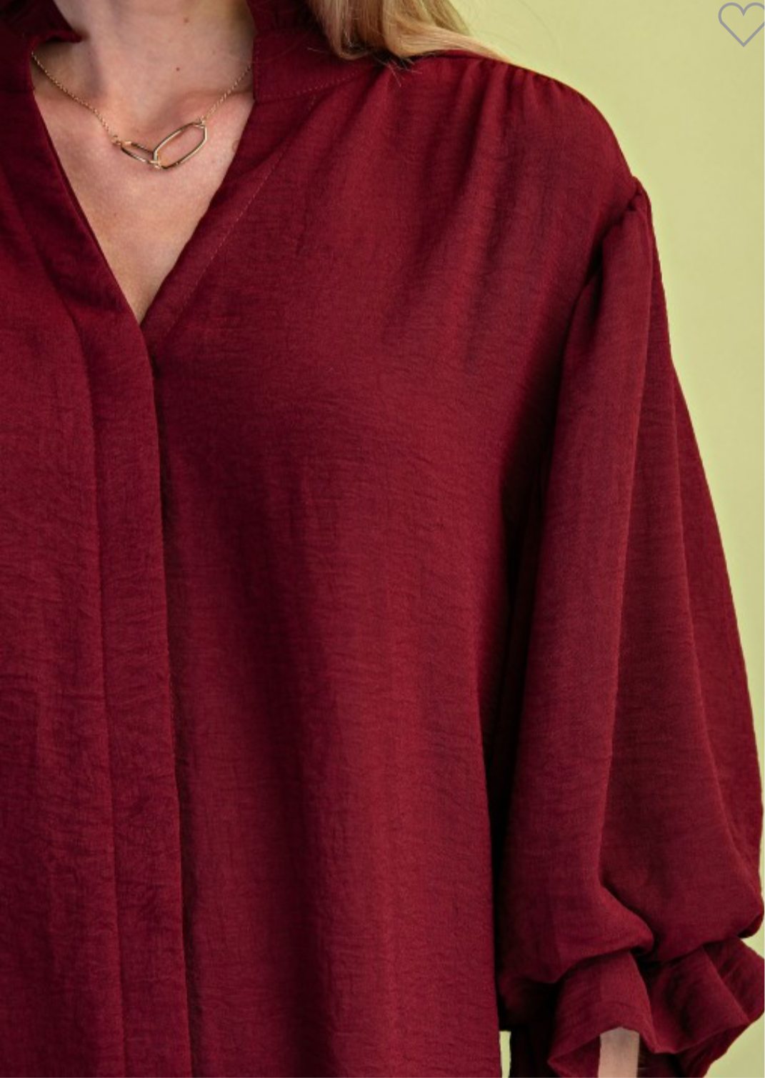 Burgundy 3/4 Balloon Sleeve Top