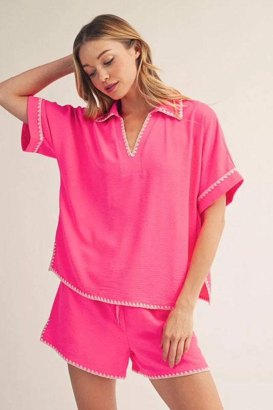 HOT PINK SHORTS SET