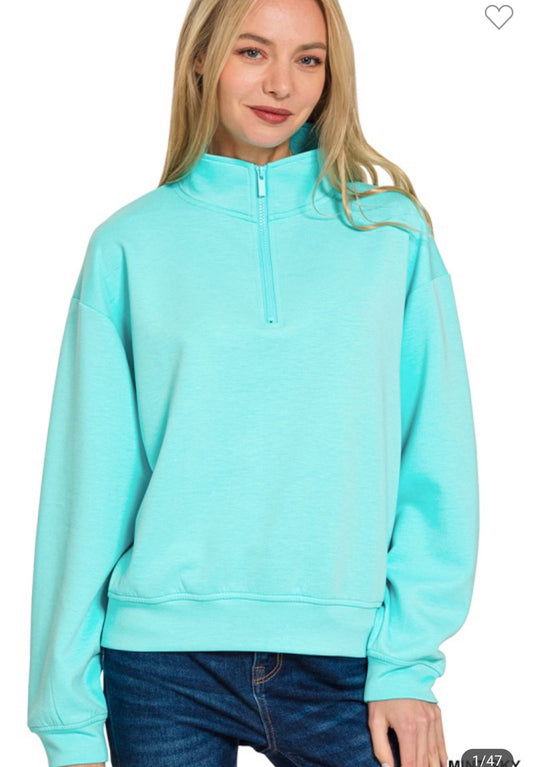 Mint Sky Scuba 1/2 Zip Sweatshirt
