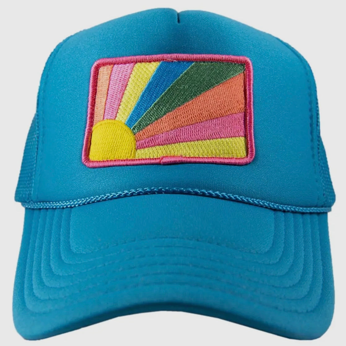 Blue Sunburst Patch Trucker Hat