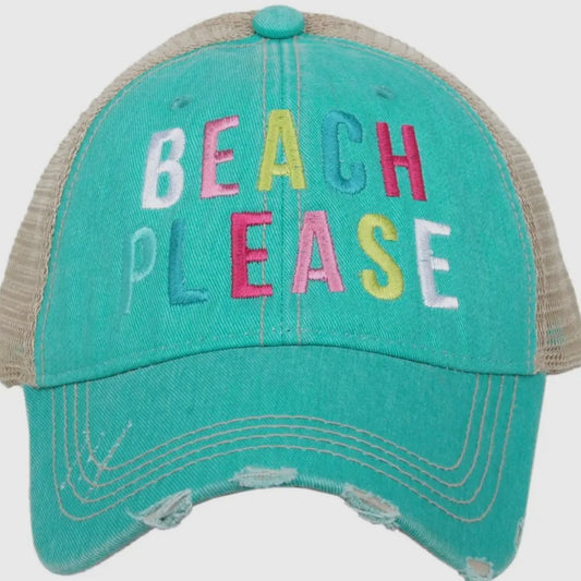 Teal Beach Please Trucker Hat