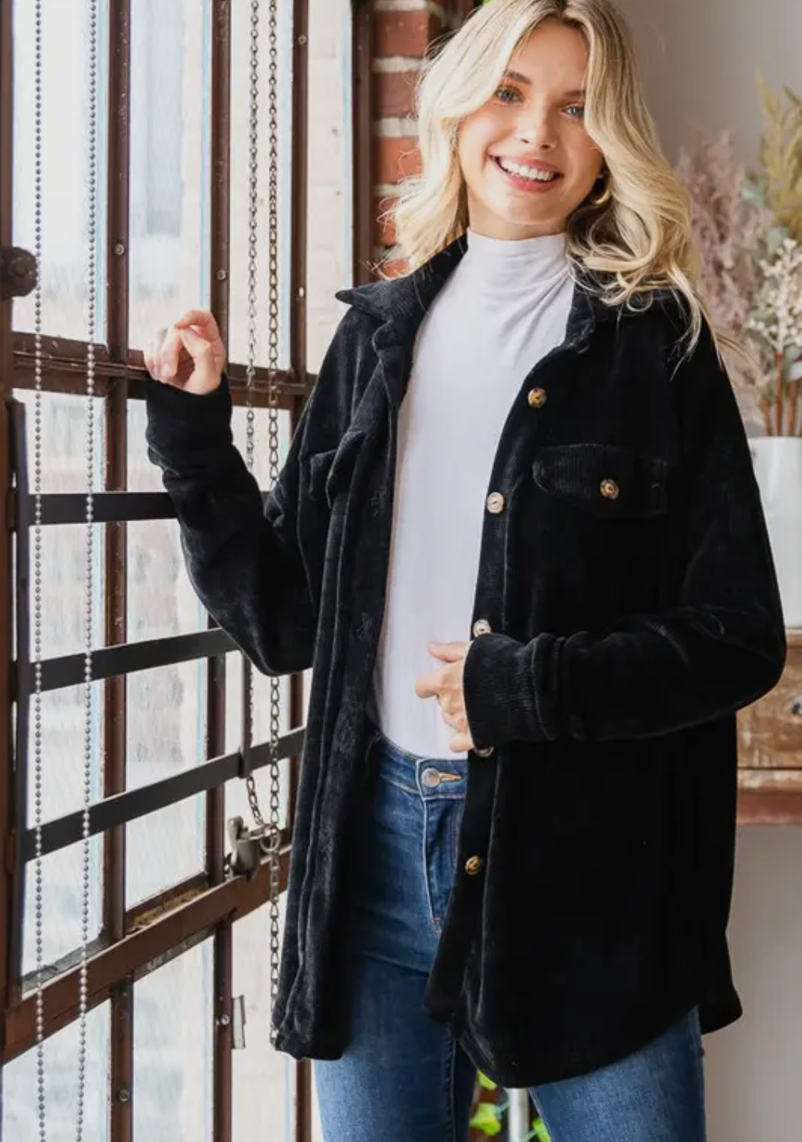 Black Chenille Shacket