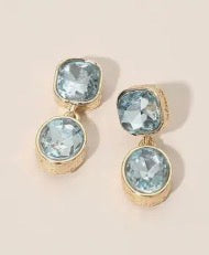 Aqua Oval Square Earrings