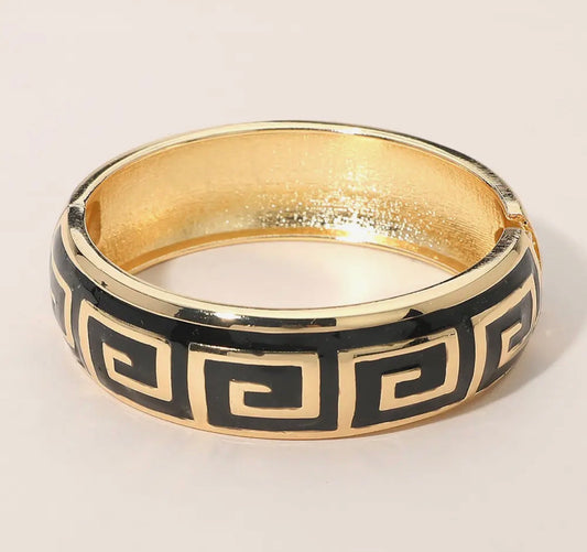 Black Geometric Hinged Bracelet