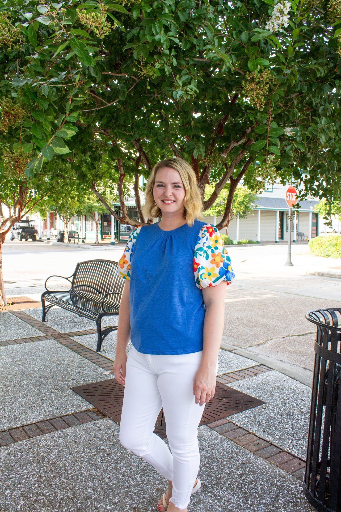 Blue Puff Sleeve Top