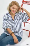 Navy Striped Top (Plus)
