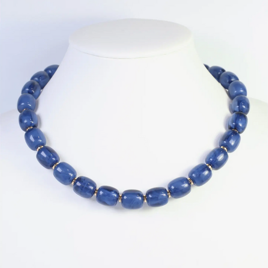 Navy Beaded Magnetic Necklace