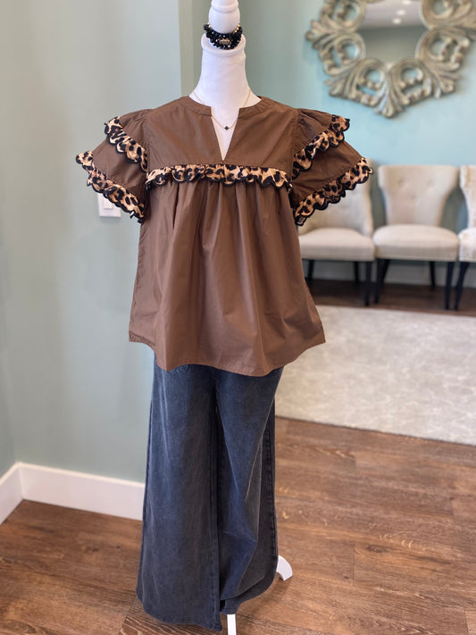 Cocoa Leopard Top