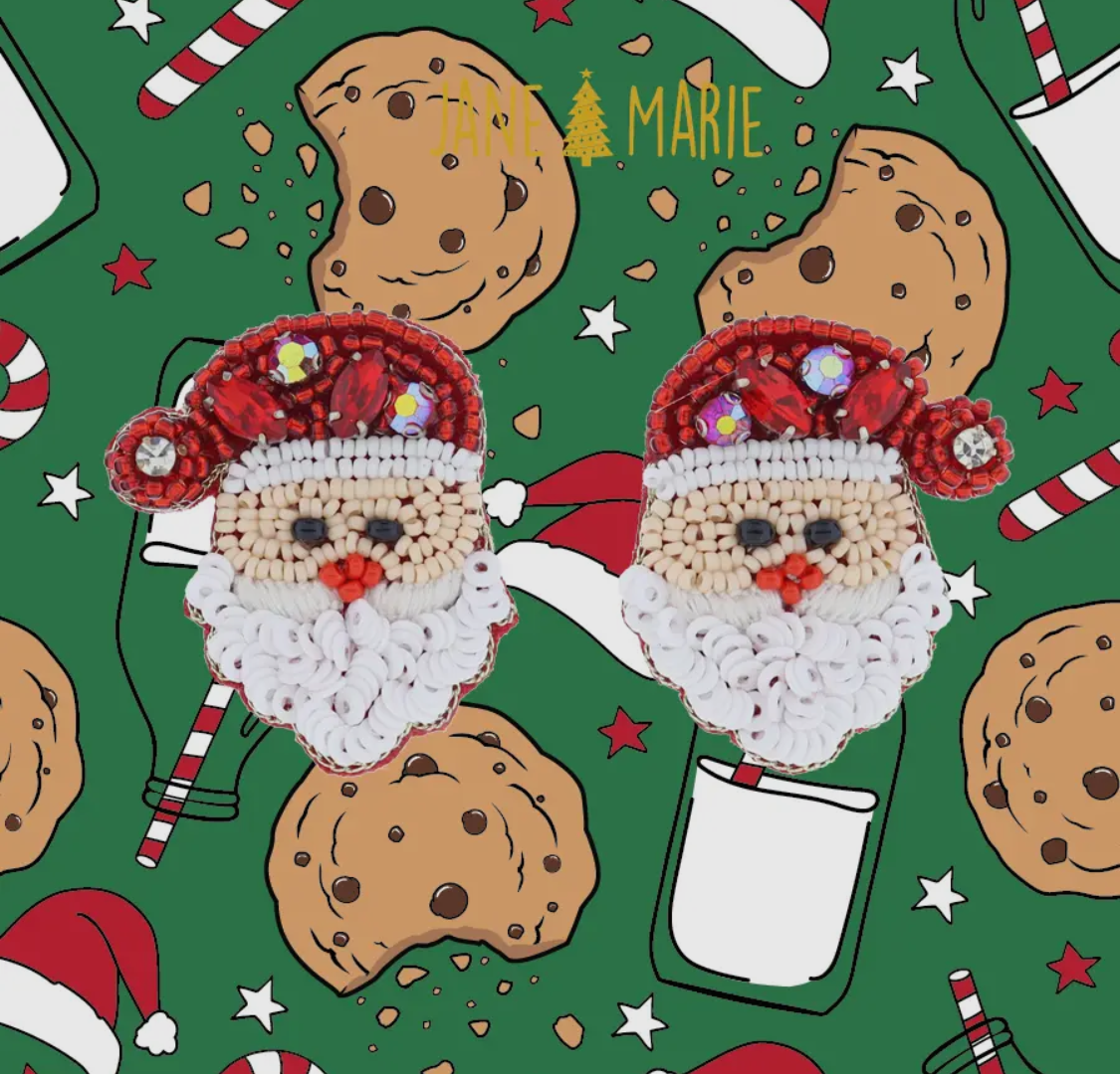 Beaded Santa Earrings