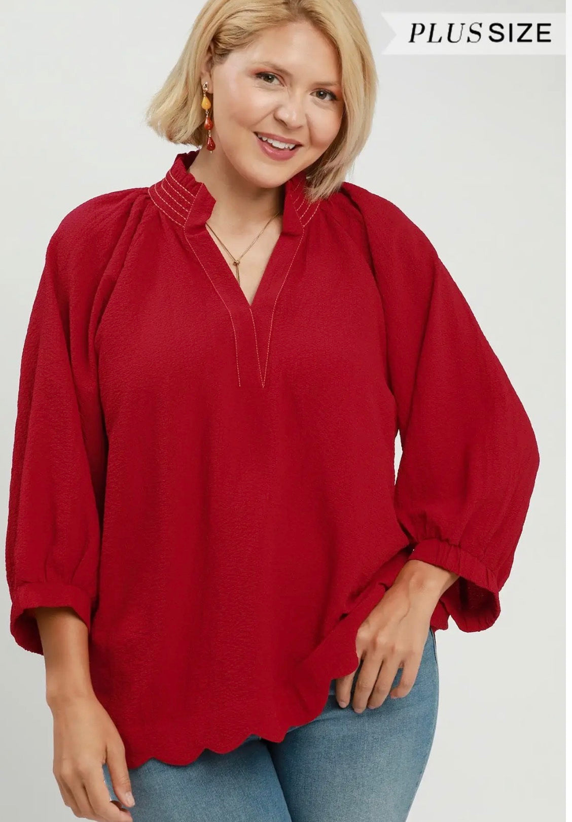Garnet Double Knit Curved Hem Top