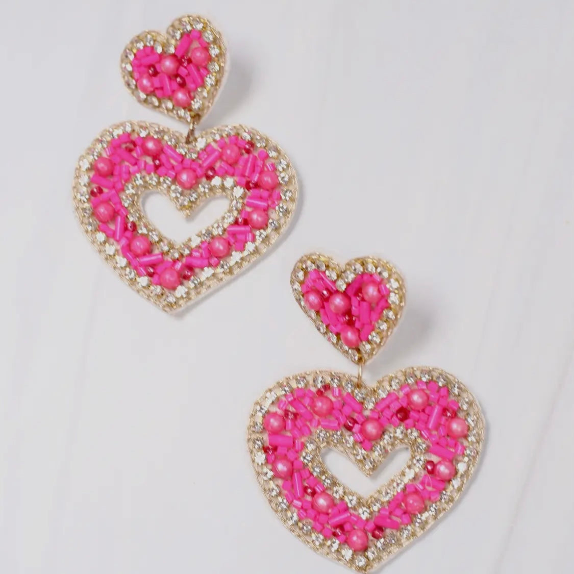 Loving Life Hot Pink Heart Earrings