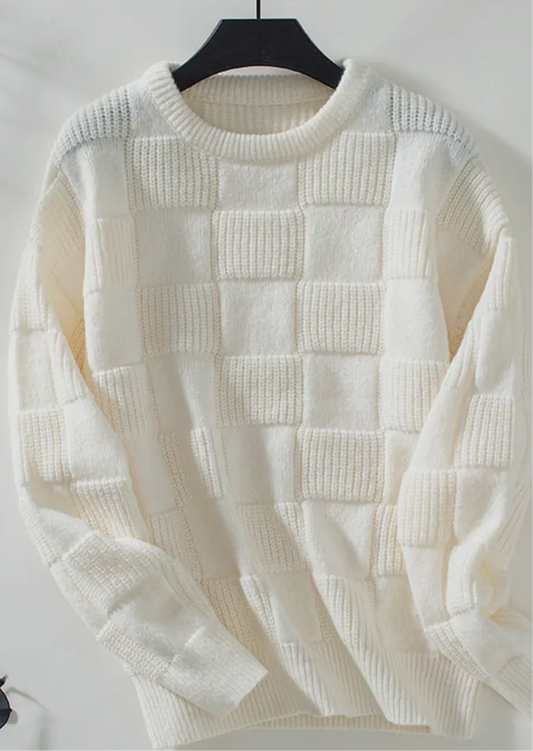 Cream Checkerboard Sweater