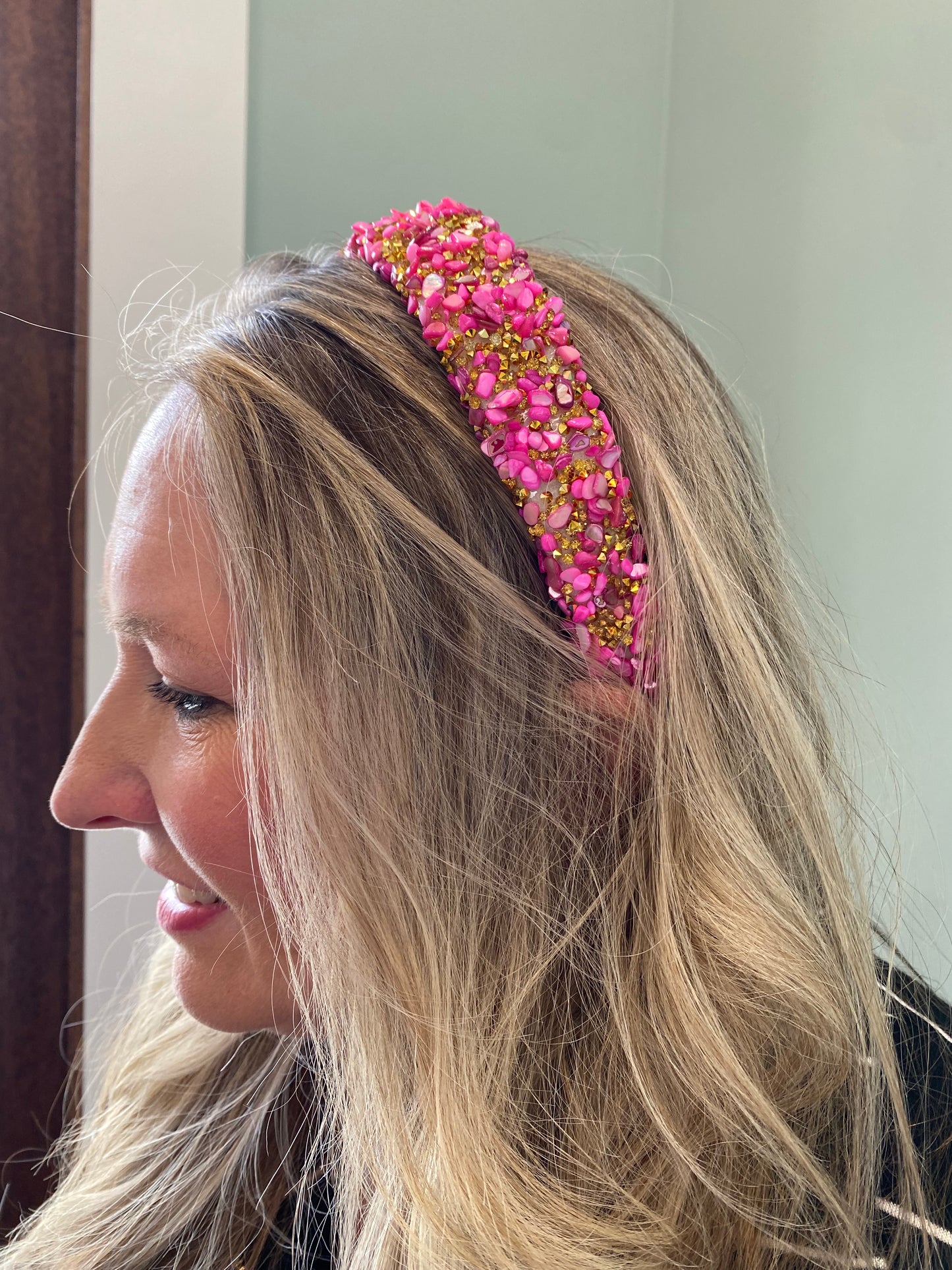 Hot Pink and Gold Headband