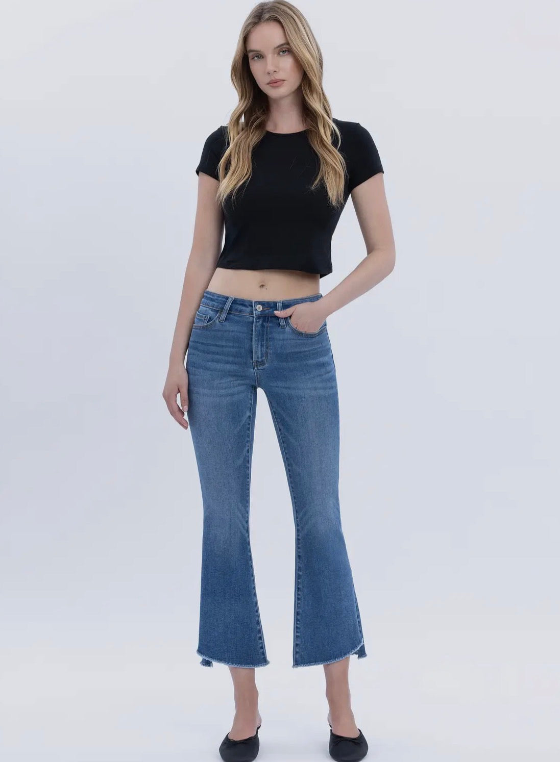 Denim Crop Flare Jeans