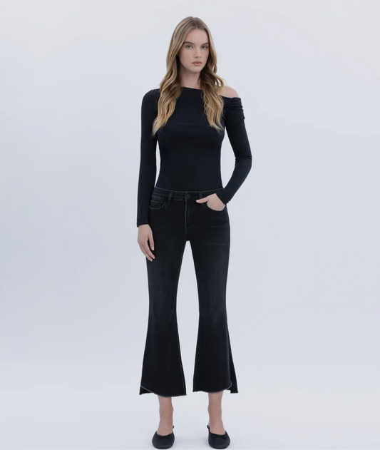 Black Crop Flare Jeans