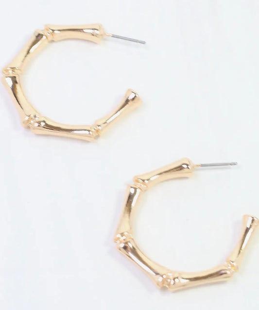 Gold Bamboo Hoop Earrings